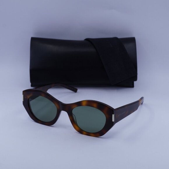 Saint Laurent SL639 003 Geometric Sunglasses - Havana/Green - Picture 8 of 11